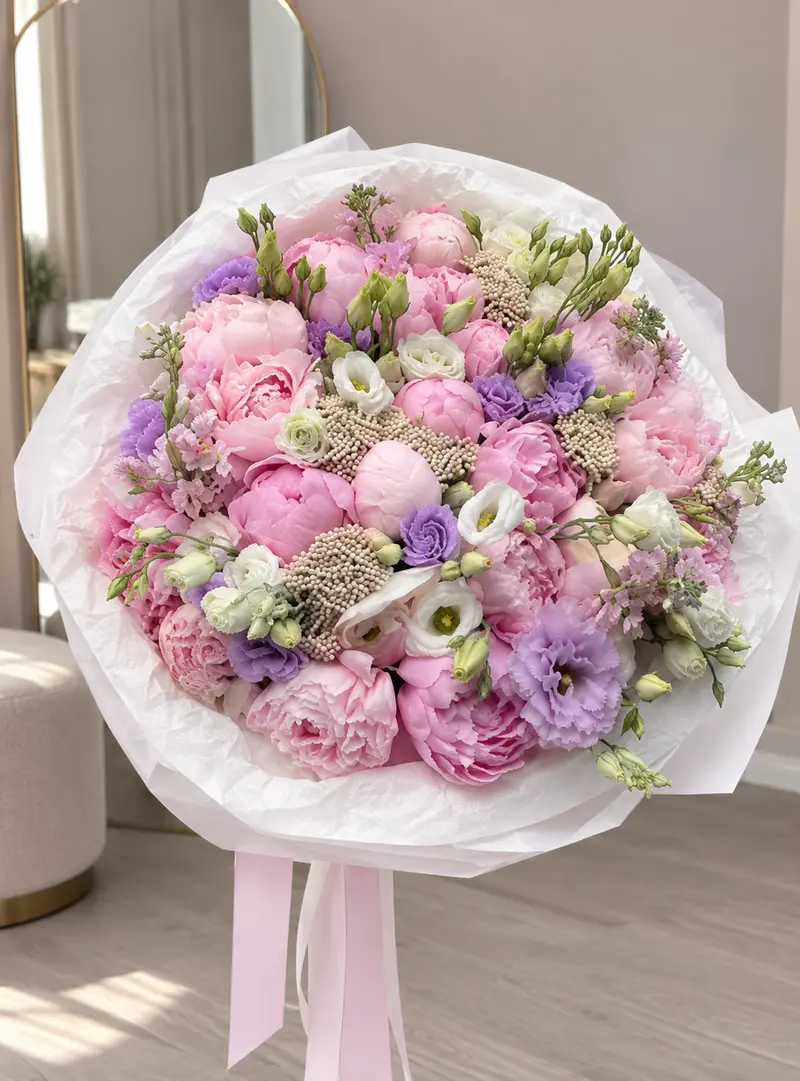 Blush Pink & Lavender Peony Bouquet