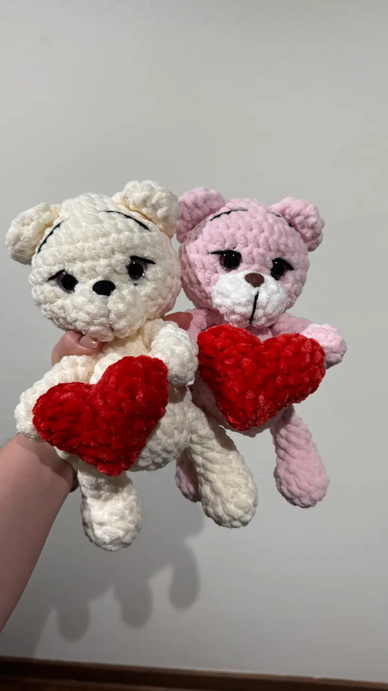 Handcrafted Ivory-Pink Teddy Bear with Heart