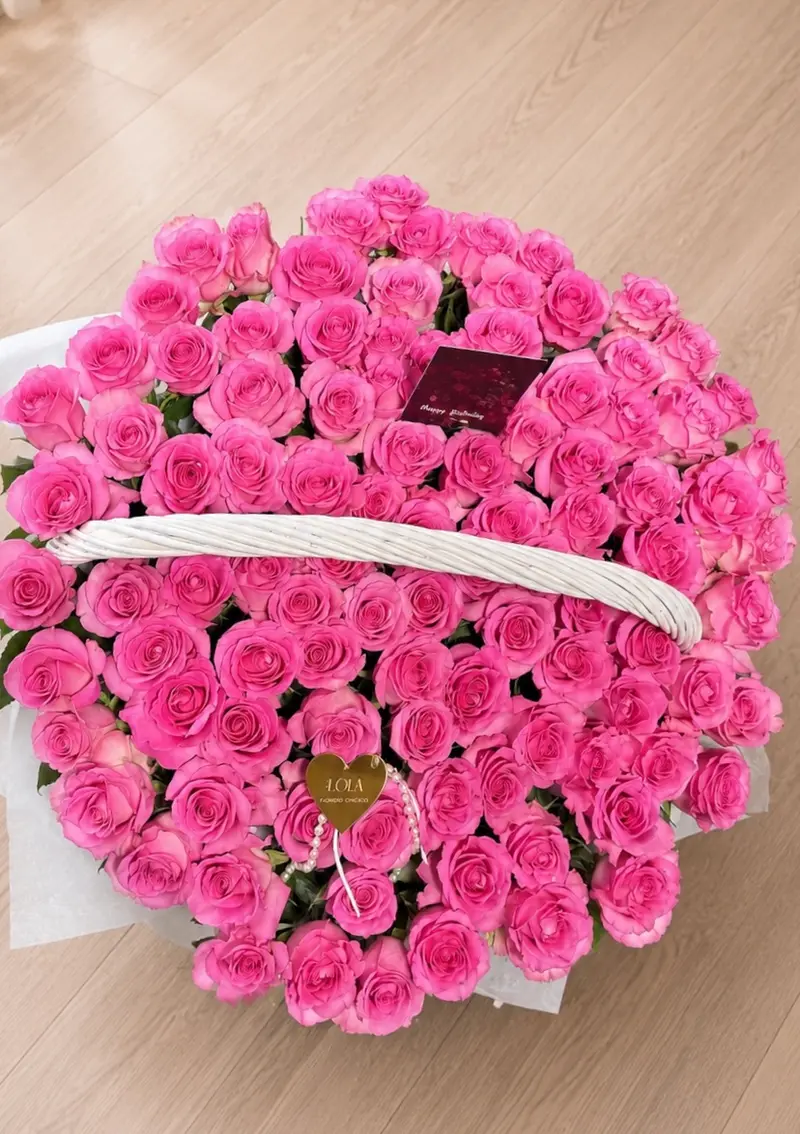 Hot Pink Rose Basket