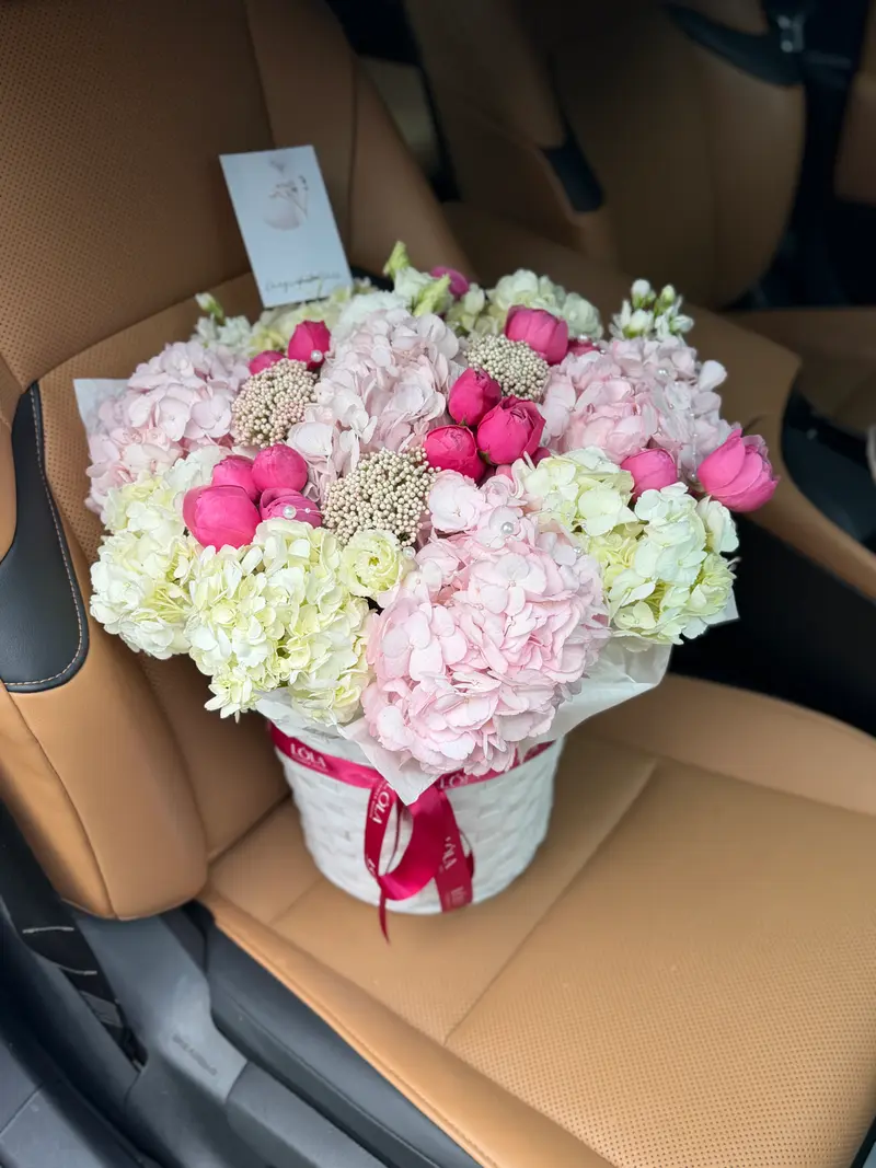 Medium Pink Flower Basket