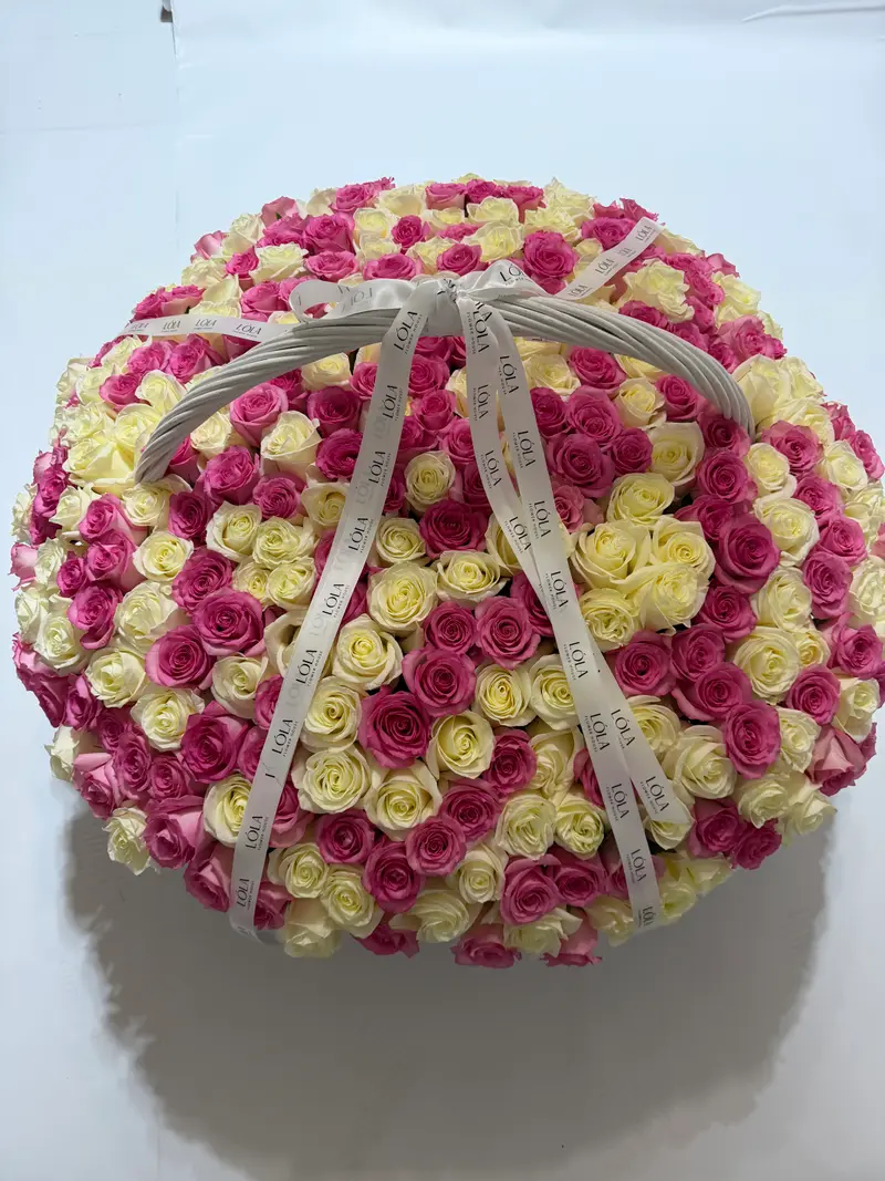 Pink & White Rose Basket