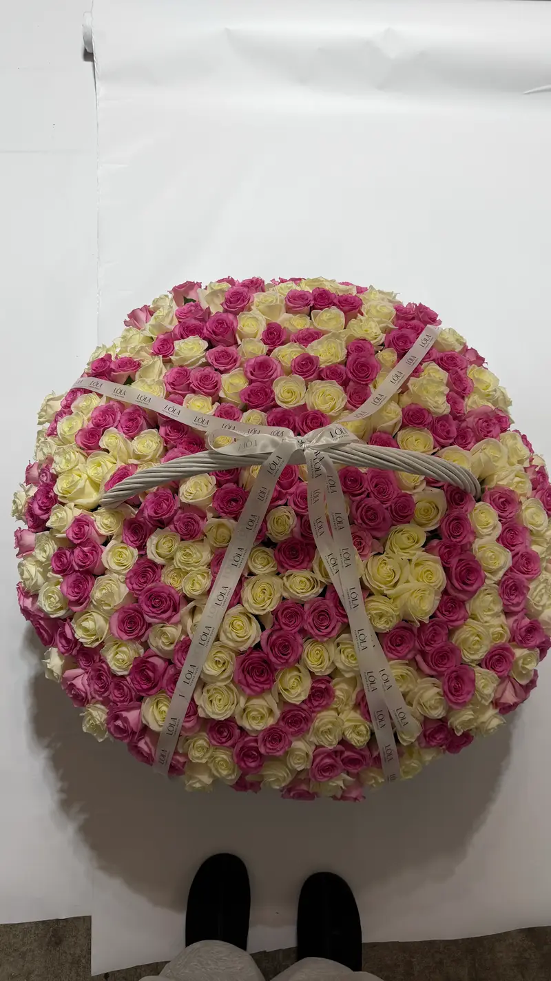 Pink & White Rose Basket