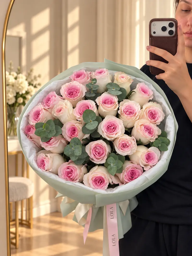 Pink Mandala Rose & Eucalyptus Bouquet